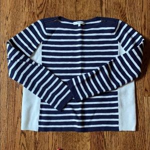 Navy & cream striped lightweight sweater.